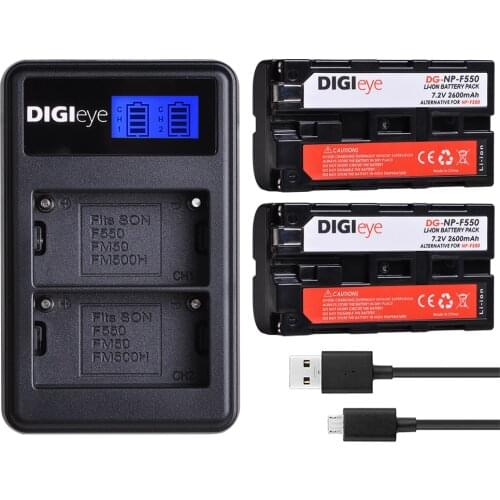 2Pcs NP-F550 NP-F330 NP-F530 NP-F570 NP-F730 NP-F750 Battery+ LCD USB Dual Charger for Sony CCD-SC55 CCD-TRV81 MVC