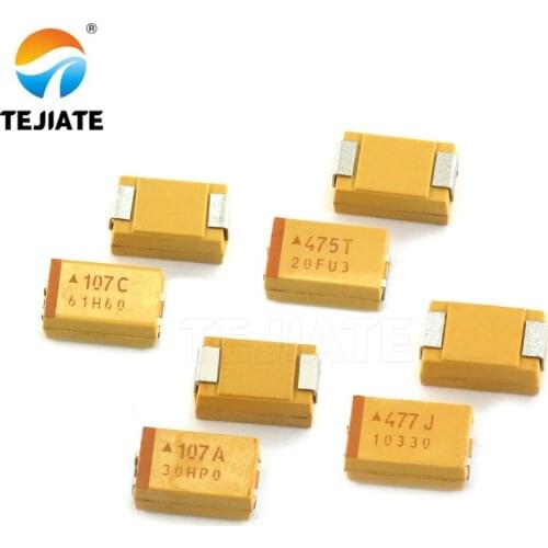 2PCS Tantalum capacitor type D 7343 patch 6.3V 10V 16V 20V 25V 35V 100uF 1uF 106 2.2UF 3.3UF 4.7UF 22UF 330UF