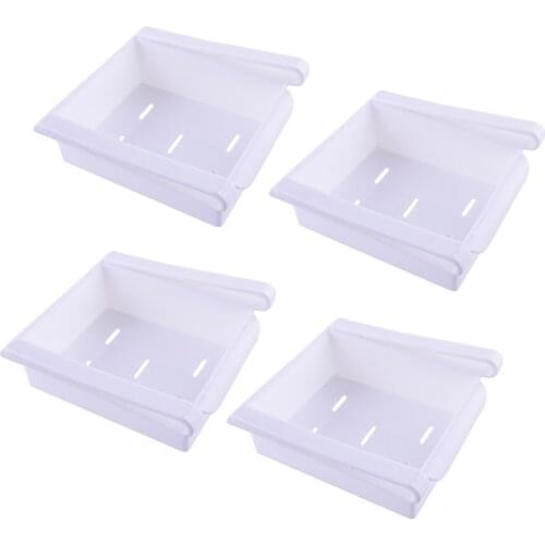 4Pcs Refrigerator Fridge Space Saver Storage Organizer Boxes Holders Shelves Racks