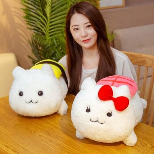 45cm Kawaii Sushi Cat Plush Toys Stuffed Soft Cat Doll Lovely Animal Pillow Cartoon Back Cushion Toys for Kids Girls Gifts