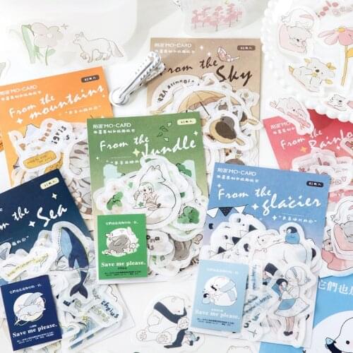 46 Pcs/pack Hug Endangered Animal Mini Paper Sticker Decoration Diy Ablum Diary Scrapbooking Label Sticker Kawaii Stationery