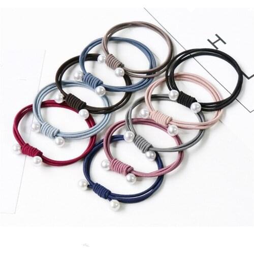 6pcs Imitation Pearls Hairbands for Women Girls Ponytail Holder Korean Style Elastic Headbands Hair Bands DIY Hair Accessories