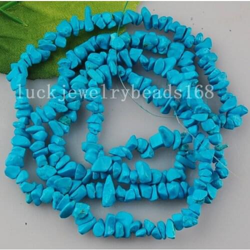 Free shipping 4~8mm Blue Howlite Chips Loose Beads 35" FG5304
