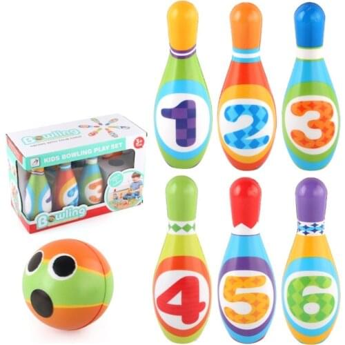 1 Set Large PU Solid Bowling Ball Kit Portable Children Sports Plaything Children Colorful Sports Toy