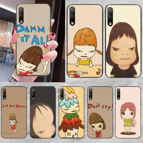 Art Cartoon Yoshitomo Nara Black Hoesjes Phone Case For Huawei P20 30 40 Pro Mate 20 30 40 Pro Honor 9x 10 30lite Y62019