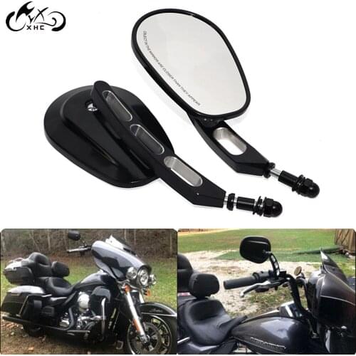 1Pair Black Motorcycle Rear View Side Mirrors For Harley Sportster XL883 XL1200 FLSTFB Fat Boy