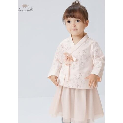 DB18656 dave bella autumn baby girls cute floral mesh clothing sets kids girl fashion full sleeve sets children 2 pcs suit