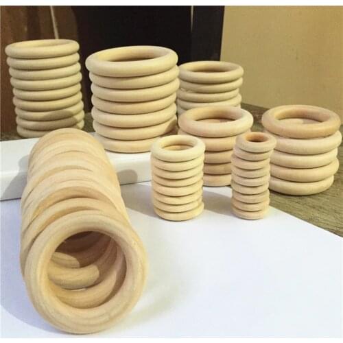 1.5-10cm DIY Wooden Beads Connectors Circles Rings Unfinished Natural Wood Beads Lead-Free Baby Teether Wood cuentas de madera