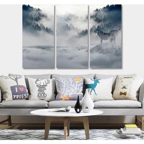 HD modern decorative painting snow wolf wall art canvas painting poster and printed for living room decoration painting 3 spell