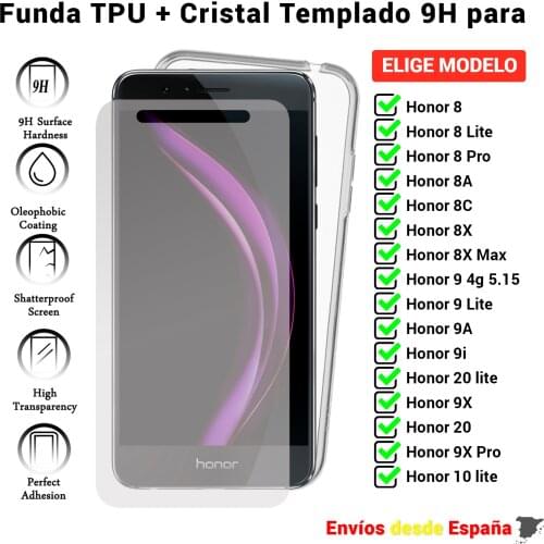 Huawei Honor 8 8A 8C 8X 9 9A 9i 9X 10 20Lite Pro Max tempered glass screen and transparent cover case