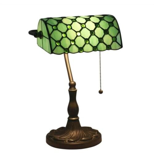 Classical European Tiffany Handmade Glass Table Lamp for Foyer Bed Room Bar Apartment Glass Reading Light H 39cm 1049