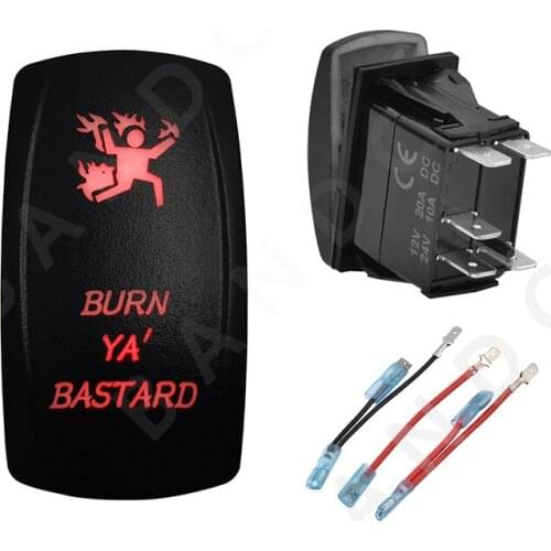Jumper Wire Set,BURN YA BASTARD 12V 24V Car Boat Caravan Rocker Switches Waterproof Car Buttons Red LED Lights Interior Parts