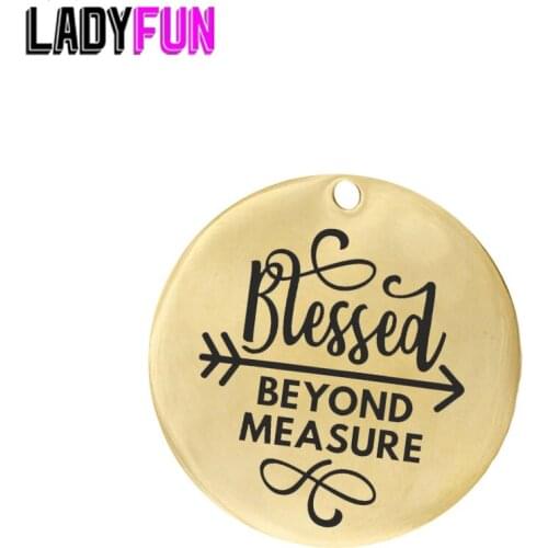Ladyfun Customizable Stainless Steel Charm Blessed Pendant Blessed beyond measure Charms for Thanksgiving jewelry making