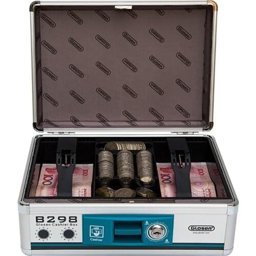 Metal Lock Box Cash Box Safe Coin Box Security Saving with Storage Tray B289