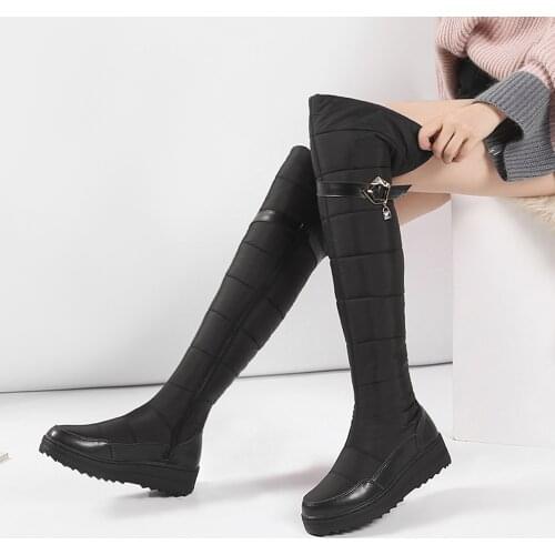 Fashion Genuine Leather women winter antislip platform shoes Warm plush zipper femmes boots Comfort round toe snow botas mujer
