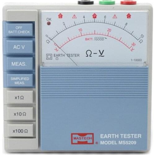 MS5209 Analog Earth Resistance Test Meter Megger Megometro Analog 1-1K Low Power Pointer Ground ResistanceTester