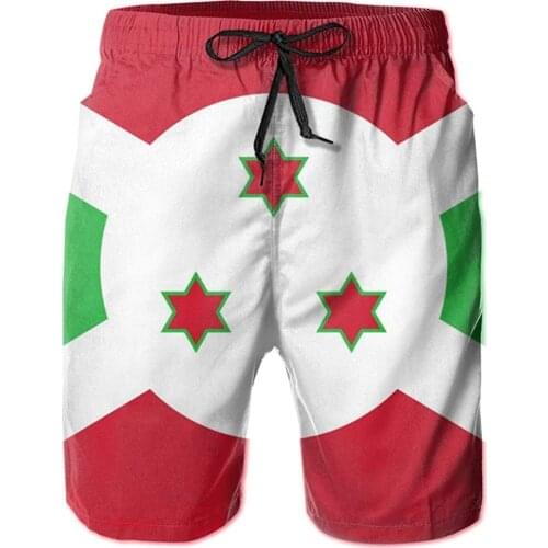 Mens Swim Shorts Flag Of Burundi Sports Quick-Dry Swim Trunk, Mens Swim Shorts With Mesh Lining