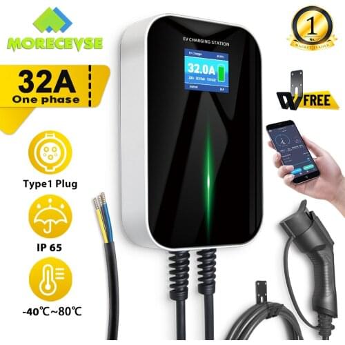 32A 1Phase APP EVSE Wallbox Version Wall Mount Wifi EV Charger Electric Vehicle Charging Station with Type 1 Cable SAE J1772