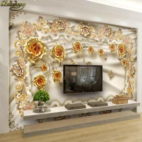 Beibehang Custom wallpaper mural luxury gold rose flower European pattern TV background wall papers home decor 3d wallpaper
