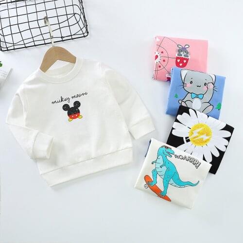 2021 New Spring Autumn Baby Girls Sweatshirts Children Hoodies Cartoon Animal Long Sleeve Cotton Sweater Kids T-shirt Clothes