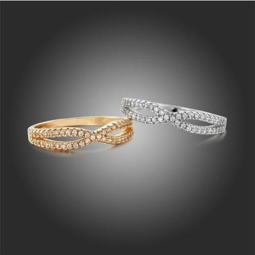 Engagement Wedding Ring for Women Men Gold Color Infinity 8 Shape Full Pave Mini AAA CZ Bague Finger Lover Jewelry Bijoux Gifts