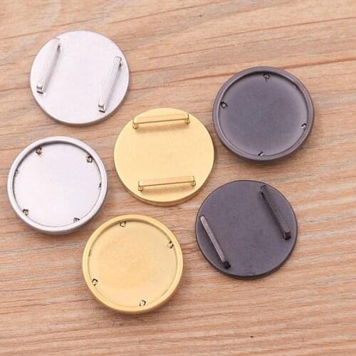 PULCHRITUDE 2PCS Stainless Steel Flat Leather Slider Beads Three Color Blank 20mm Cabochon Setting Diy Bracelets Making Supplies