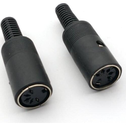 50PCS 5 PIN DIN cable female Connector Socket solder BLACK
