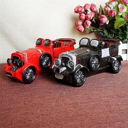 Retro Vintage Car Model Piggy Bank Desktop Decor Figurines Creative Resin Crafts Ornaments Personalized Gift Home Decor