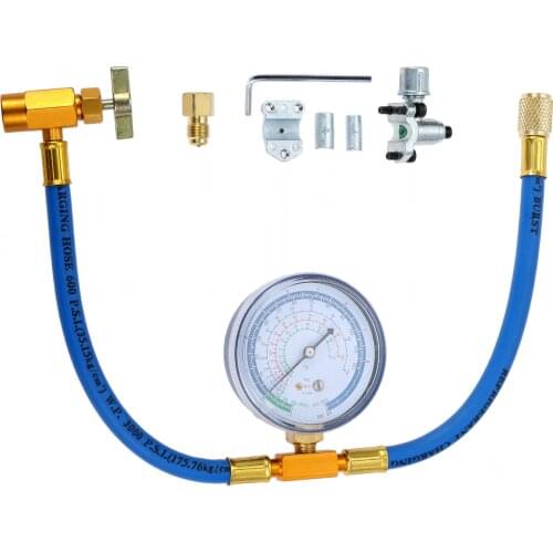 AC R134A Recharge Hose 1/2" Acme Female + 1/4" SAE Male Can Tap, 1/4" SAE Female Hose for R12 R22 Port for AC Refrigerant System