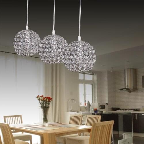 Modern Bright round ball Silver Iron DIA 15CM E27 led lamps simple K9 crystals Pendant Lights for coffe BAR KTV hotel lighting