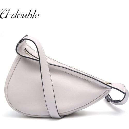 U-DOUBLE Genuine Leather Luxury Shoulder Bag Crossbody Bags for Women Large Capacity Messenger Bags Soft Clutch Chest Bag Bolsa
