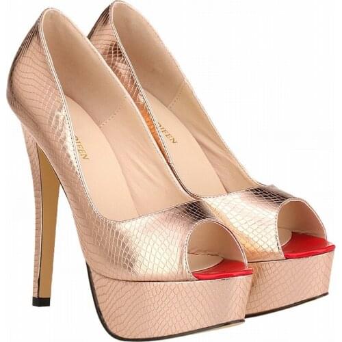 Women Pumps Heeled Shoes Nude Sexy Wedding Party Peep Toe Patent Leather 14CM Thin High heels Slip On waterproof 2020 size 35-42