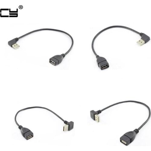 USB 2.0 A Male to Female 90 Angled Extension Adaptor cable USB2.0 male to female right/left/down/up Black cable cord 20cm 50cm