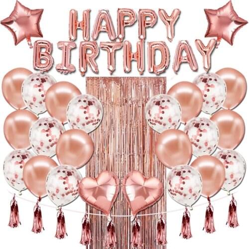 Rose Gold Balloons Set Happy 18 30 40 50 Birthday Party Foil Helium Balloons Baby Shower Birthday Party Anniversary Party Decor