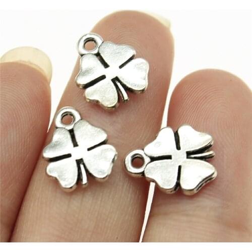 WYSIWYG 20pcs 12x9mm Lucky Clover Pendant Clover Charm Pendant Four Leaf Clover Pendants For Jewelry Making