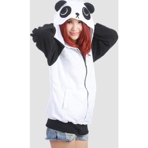 2021 Spring New Panda Hoodie Jacket Lady Animal Hoodie Panda Women Coats Sweatshirt with ears Cosplay Animal Hoodies