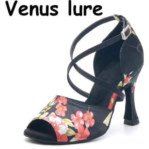 2021 Spring Summer Style Salsa Bachata Dance Shoes Girls Halloween Skull Latin Dance Boot 9cm Heel Women Latin Dance Shoes