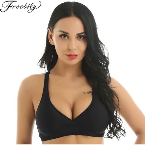 Bikini Top Swimwear Women Separate Swimsuit 2020 Summer Solid Color Criss-cross Back Padded Push Up Crop Tops Swimming Wear