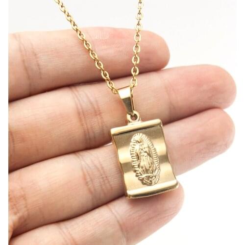 2021 FASHION the Virgin Mary Saint JEWELRY WOMEN GIRL NECKLACE GOLD COLOR PENDANT stainless steel choker collares de moda