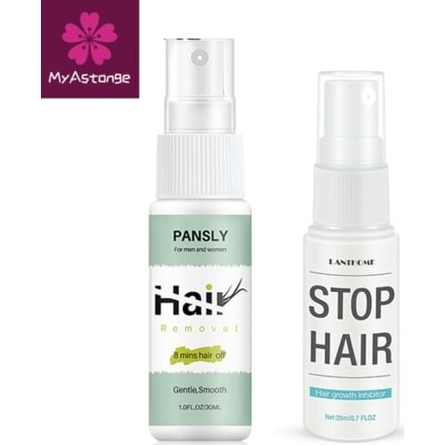 Natural Permanent Hair Removal Spray Liquid + Herbal Hair Growth Inhibitor Pubic Hair Body Facial Hair Remover for Women and Men