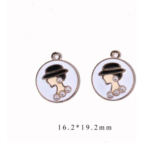10pcs/Lot Pearl Beauty 16.2*19.2mm Diy Handmade Oil Enamel Charms Design for Jewelry Making Earring Bracelet or Necklace