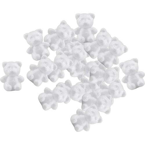 20Pc Bear Shaped Polystyrene Styrofoam Foam Ornament for DIY Modelling Craft