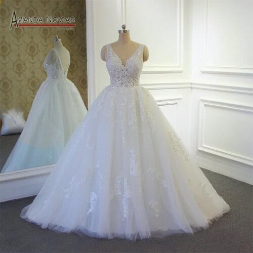 2019 New Model Transparent Bodice Sexy A-line Wedding Dress
