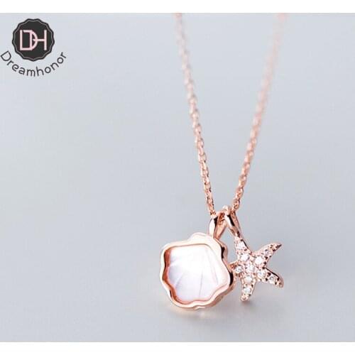 Dreamhonor 2021 New Fashion Fish Star Shell Zirconium Pendant Necklaces For Women Jewelry Girl Gift