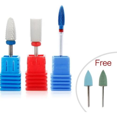 3pcs Ceramic Milling Cutters Nail Drill Bits Tungsten Steel Nail Files Drill Gel Remover Electric Milling Machine Accessories