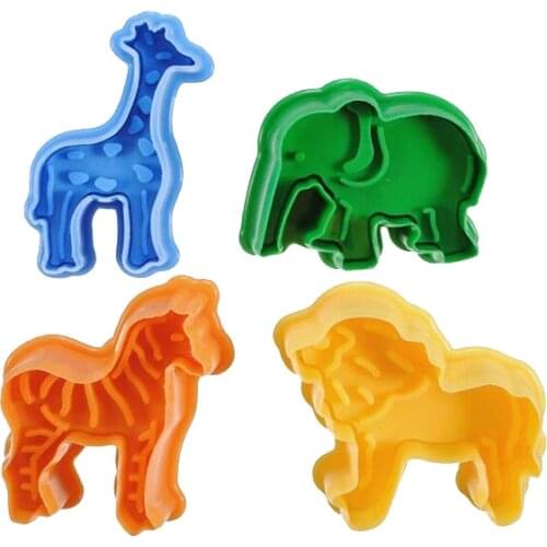 4pcs/Set Cookie Cutters Elephant Lion Horse Giraffe Shape Bakeware DIY Biscuit Cake Mold Fondant Tools GH012