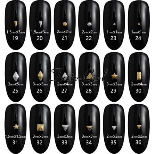 500PCS/PACK Gold Silver Nail Art 3D Decorations Metal Nail Rivets Rectangle Triangle Stars Heart Studs DIY Nail art Decoration