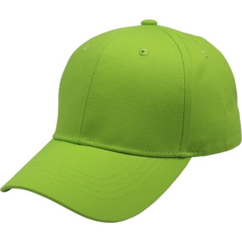 Showy Blank Plain Baseball Cap Lime Green Fashion Female Men 6 Panel Cap Orange Sport Hat Adjustable