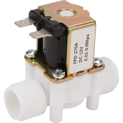 Dc12V N/C Normally Closed Water Solenoid Valve G1/2-Inch Plastic Electrical Solenoid Valve for Water Dispenser