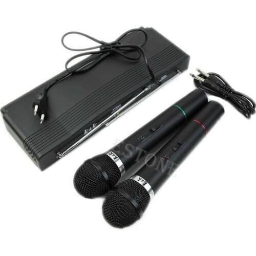Dual 2 Mics Handheld Wireless Cordless Microphone System Professional Receiver